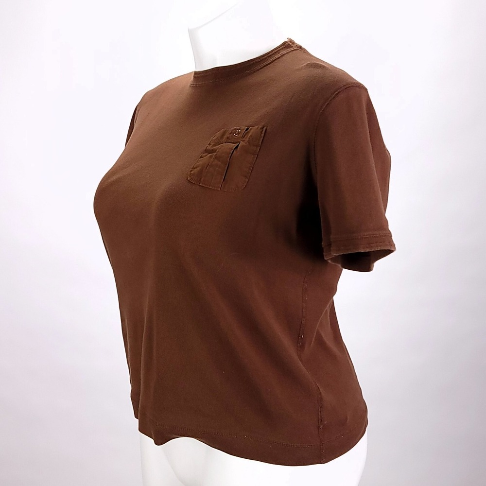 Lauren Ralph Lauren Brown Cotton‎ Pocket T-Shirt Womens XL Short Sleeve Tee - Picture 4 of 9